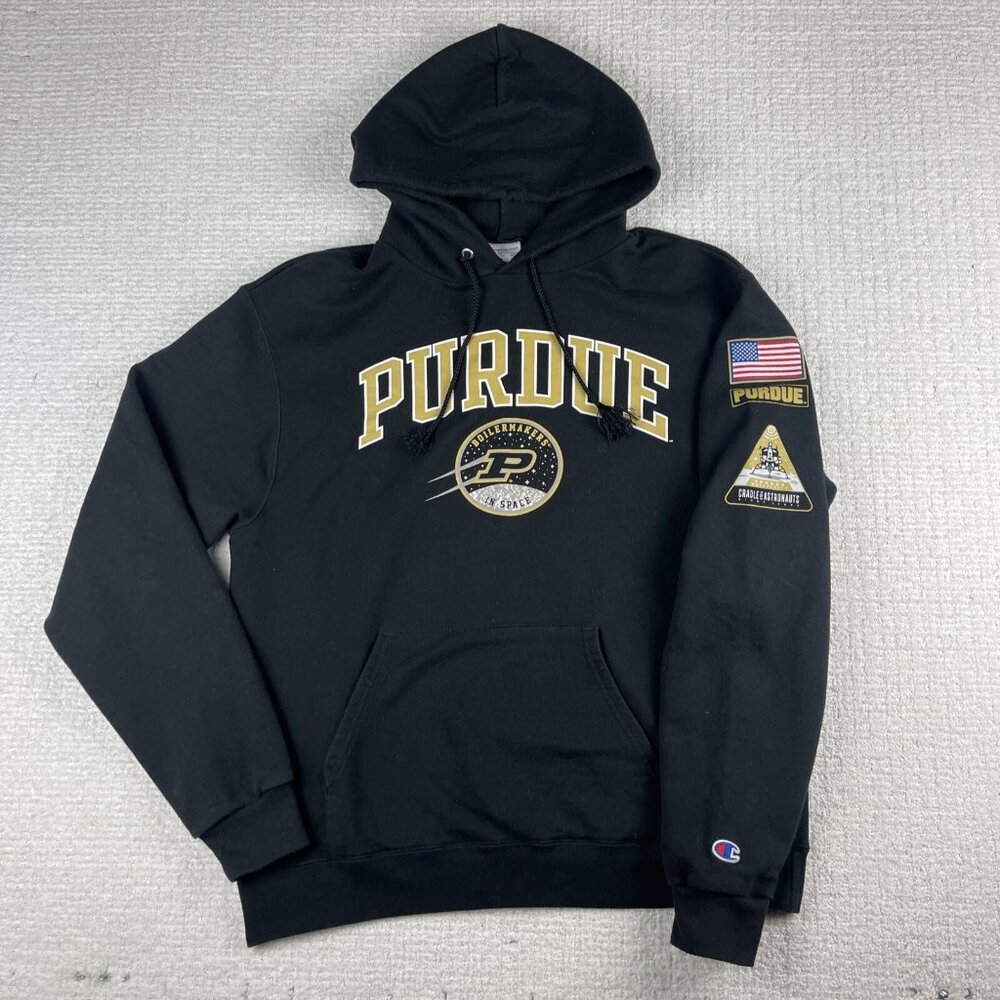 Purdue University Champion Hoodie Black Size M Boilersmaker in Space Astronauts